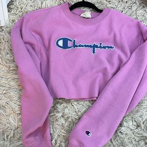 Pink cropped champion sweatshirt